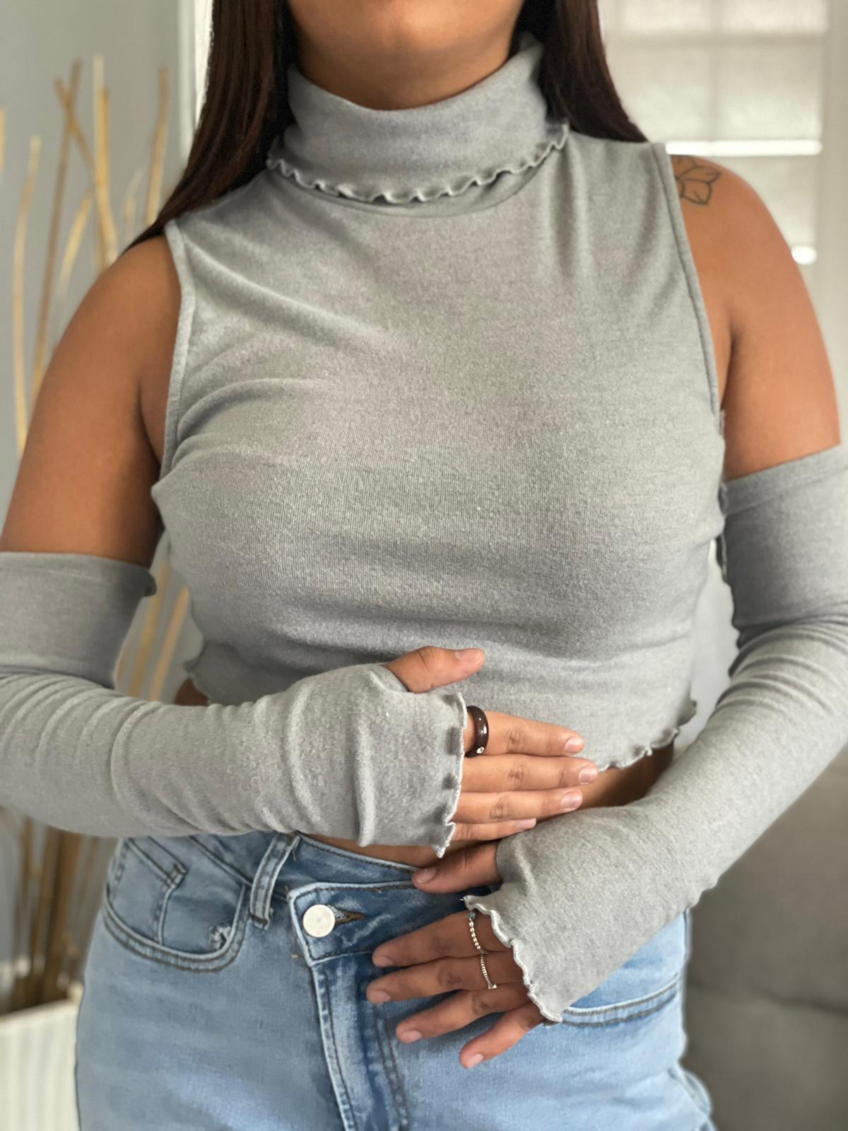 Grey Crop Top